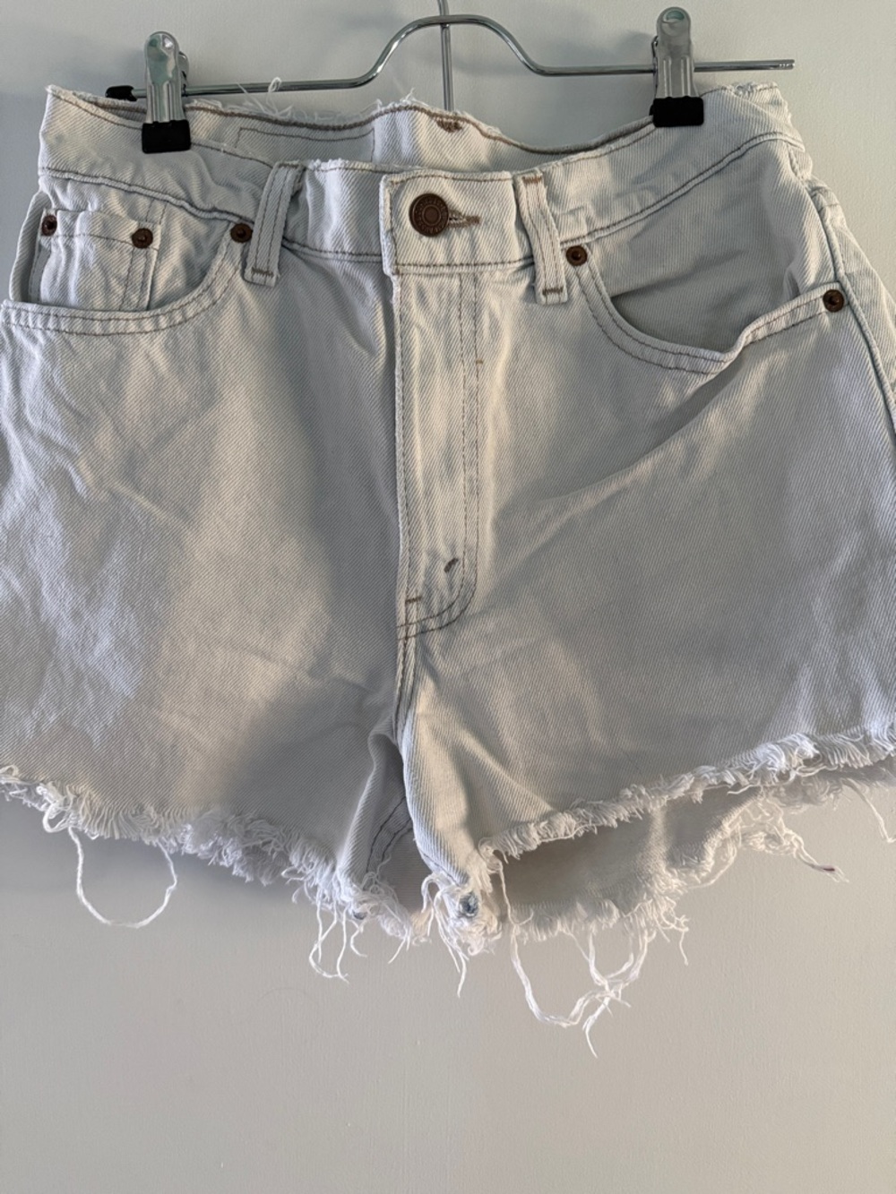 Levi's White High-Rise Distressed Denim Cutoff Shorts